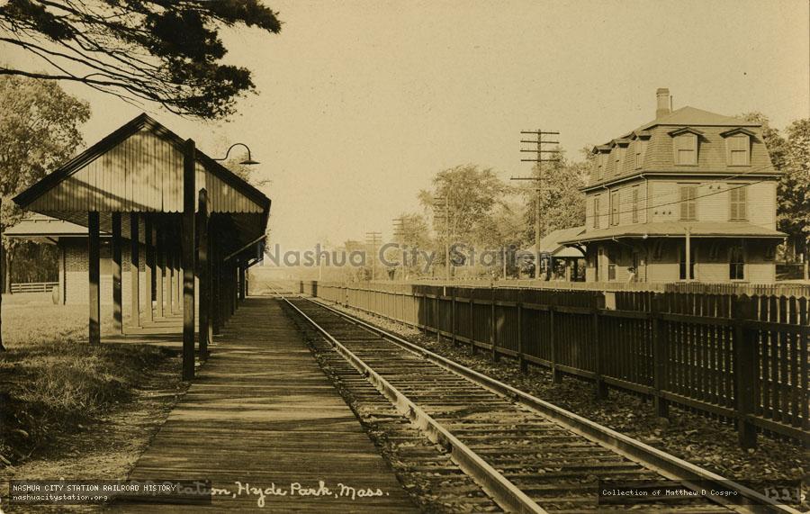 Postcard: Hazelwood Railroad Station, Hyde Park, Massachusetts